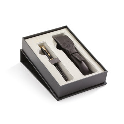 Parker Sonnet Black GT Ballpoint Pen + Black Leather Pen Pouch Set