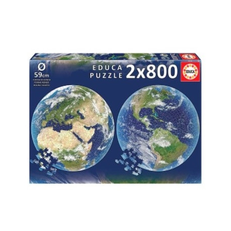 Puzzle Planeta Ziemia Educa (okrągłe) 2x800 elementów