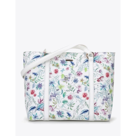 Torebka shopperka z ekoskóry w kwiaty 96-4Y-201-0